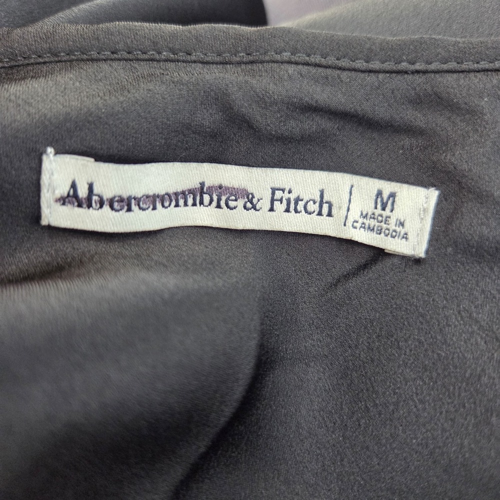 Abercrombie & Fitch Satin‎ Maxi Dress Medium Black Fully Lined - Picture 5 of 6